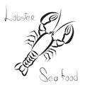 Lobster icon. Sea food menu label. Fish restraunt cover backgrou