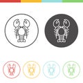 Lobster icons in thin line style