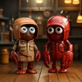 Lobster And Karen: Charming 3d Characters In Bill Gekas Style