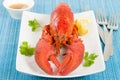 Lobster with Lemon Wedges and Browned Butter Royalty Free Stock Photo