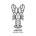 Lobster line icon. Crayfish linear symbol. Seafood outline vector sign. Editable stroke