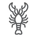 Lobster line icon, food and sea, cancer sign, vector graphics, a linear pattern on a white background. Royalty Free Stock Photo