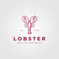 Lobster logo line art minimalist vector illustration design