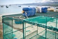 Lobster netting cages on sand beach in Vietnam Royalty Free Stock Photo