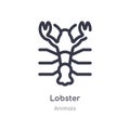 lobster outline icon. isolated line vector illustration from animals collection. editable thin stroke lobster icon on white