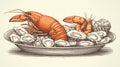 Lobster and Oysters Platter Royalty Free Stock Photo