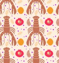 Lobster pattern seamless geometric design