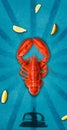 Lobster poster retro background Royalty Free Stock Photo