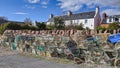 Lobster pots against a wall in Shieldaig, Wester Ross Scotland