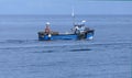 Lobster pots fishing boat at Ballygally Head Antrim Coast Northern Ireland 21/05/20