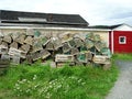 Lobster pots and fishing stage Royalty Free Stock Photo