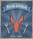 Lobster retro poster Royalty Free Stock Photo