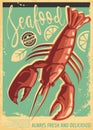 Lobster retro restaurant poster design Royalty Free Stock Photo