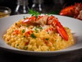 Lobster risotto with parmesan cheese and parsley Royalty Free Stock Photo