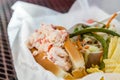 Lobster Roll in Lunch Basket Royalty Free Stock Photo