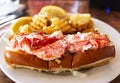 Lobster roll on a plate in a restaurant in Maine Royalty Free Stock Photo