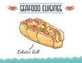 Lobster Roll. Illustration for seafood restaurant.