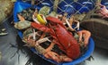 Lobster on a seafood platter