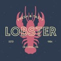 Lobster, seafood. Vintage icon Lobster label, logo, print sticker for Meat Restaurant Royalty Free Stock Photo