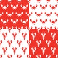 Lobster seamless pattern set