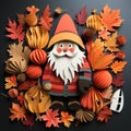 Lobster Season Gnome: Paper Art With Fall Leaves And Pumpkins