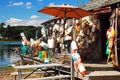A lobster shack in Maine with buoys