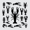 Lobster Silhouette. A set of Lobster silhouettes