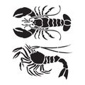 Lobster Silhouette vector illustration. lobster or shrimp creative icon. Eps3