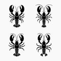Lobster Solid Seafood Icons Set Royalty Free Stock Photo