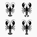 Lobster Solid Shellfish Cooking Icons Royalty Free Stock Photo