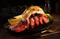 Lobster tail with butter and lemon Royalty Free Stock Photo