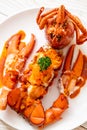 Lobster tail steak with sauce Royalty Free Stock Photo