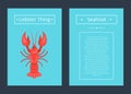 Lobster Thing Seafood Poster Red Crayfish Vector