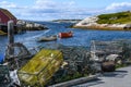 Scenic Background of Peggy's Cove with Lobster Traps