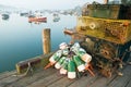 Lobster traps and buoys Royalty Free Stock Photo