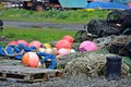 Lobster traps buoys and rope Royalty Free Stock Photo
