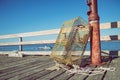 Lobster traps at fishing pier Royalty Free Stock Photo