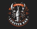 Lobster vector logo illustration. Crustacean in a vintage style