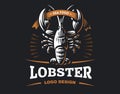 Lobster vector logo illustration. Crustacean in a vintage style