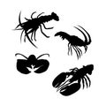 Lobster vector silhouettes