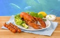 Lobster and vegetable garnish Royalty Free Stock Photo