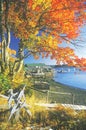 Lobster Village in Autumn, New Harbor, Maine Royalty Free Stock Photo