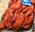 Lobsters for sale in market place Royalty Free Stock Photo