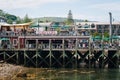 Lobsters sign on a pier, in Bar Harbor, Maine