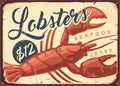 Lobsters vintage seafood restaurant sign Royalty Free Stock Photo