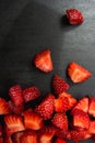 Lobule sliced strawberries