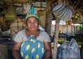 A local aboriginal old woman sells some goods