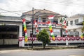 A local administrative office building with Indonesian flags on Indonesian Independence Day
