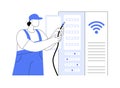 Local area network engineer isolated cartoon vector illustrations. Royalty Free Stock Photo