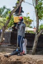 Local Balinese not liking the sun burning his skin Royalty Free Stock Photo